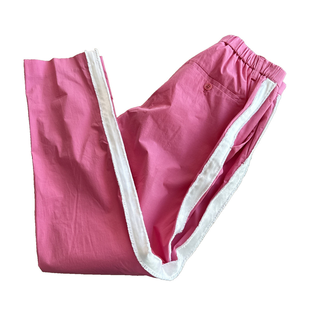 NWT Zadig & Voltaire $298 Pomelo Cotton Pant 38 Pink White Military Side Stripe